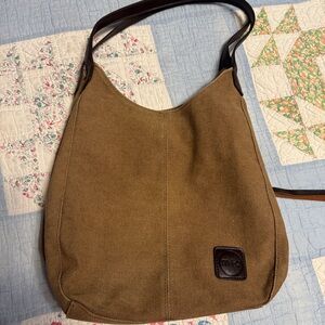 Brown Canvas Shoulder Bag by M+C
